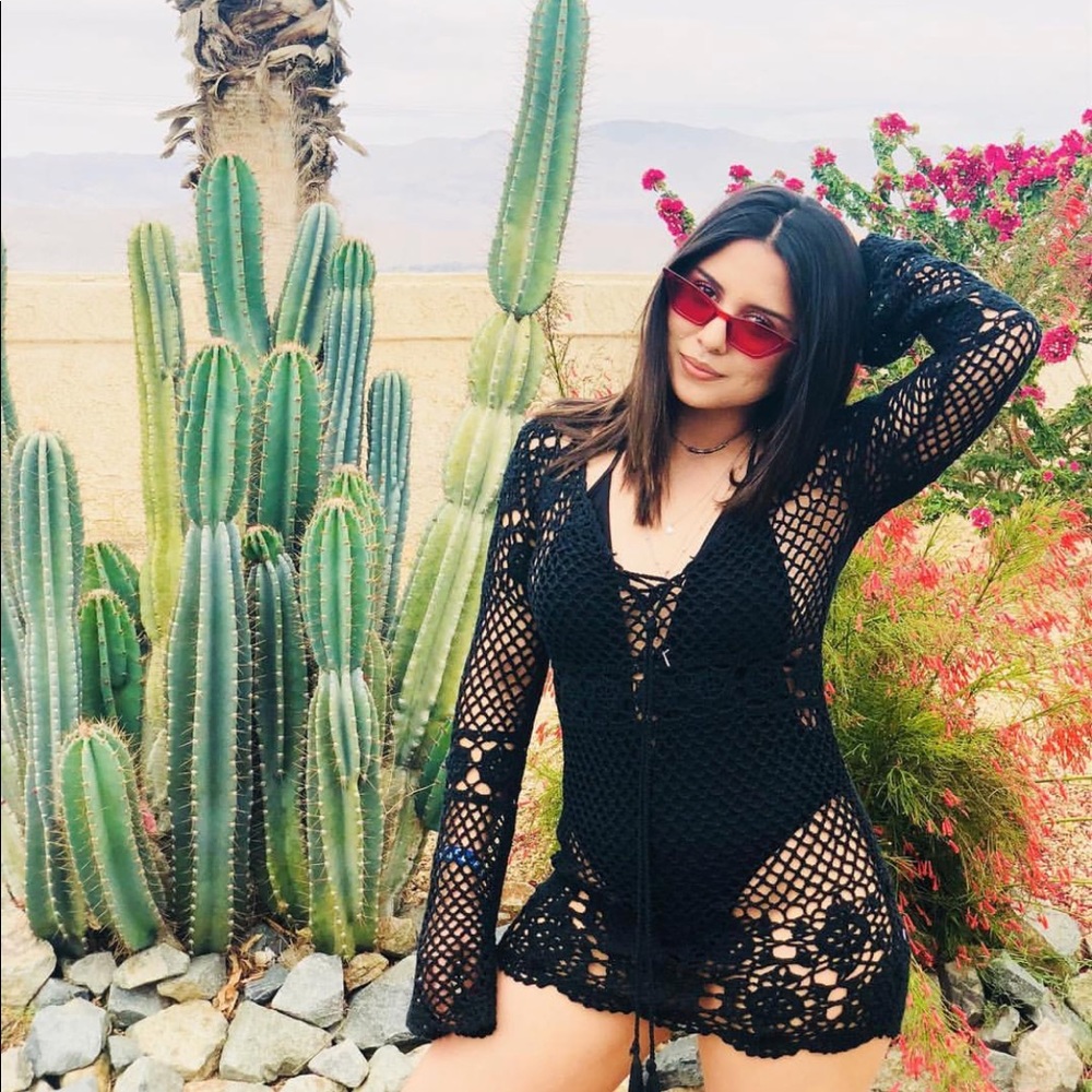 Black crochet dress